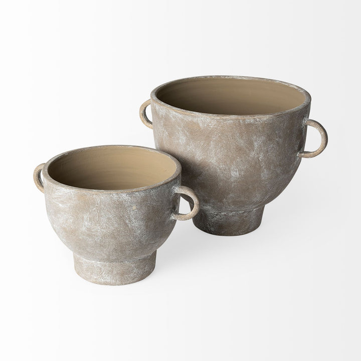 Deya Small Rustic Brown Ceramic Vase Decor Mercana