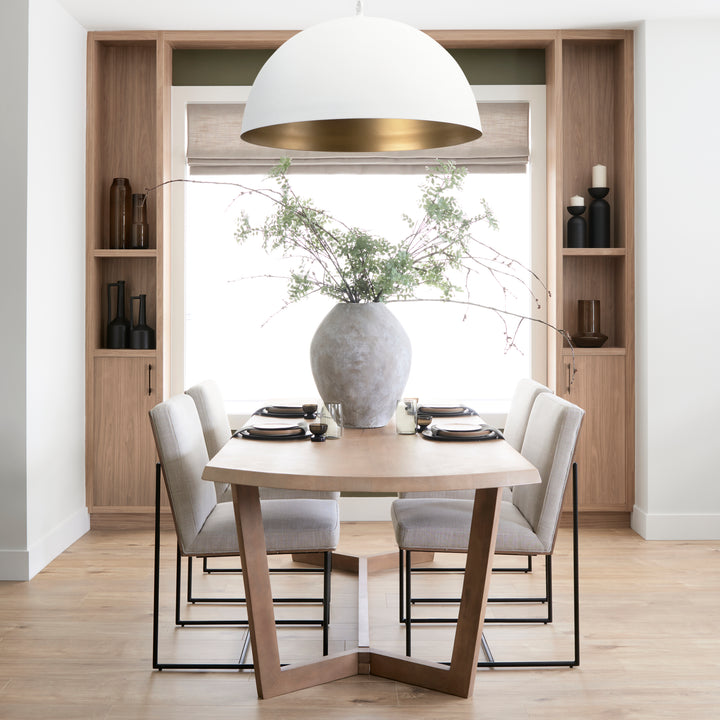 Denver 91.5x38 Rectangular Brown Solid Wood Top & Base Dining Table Dining Room Mercana
