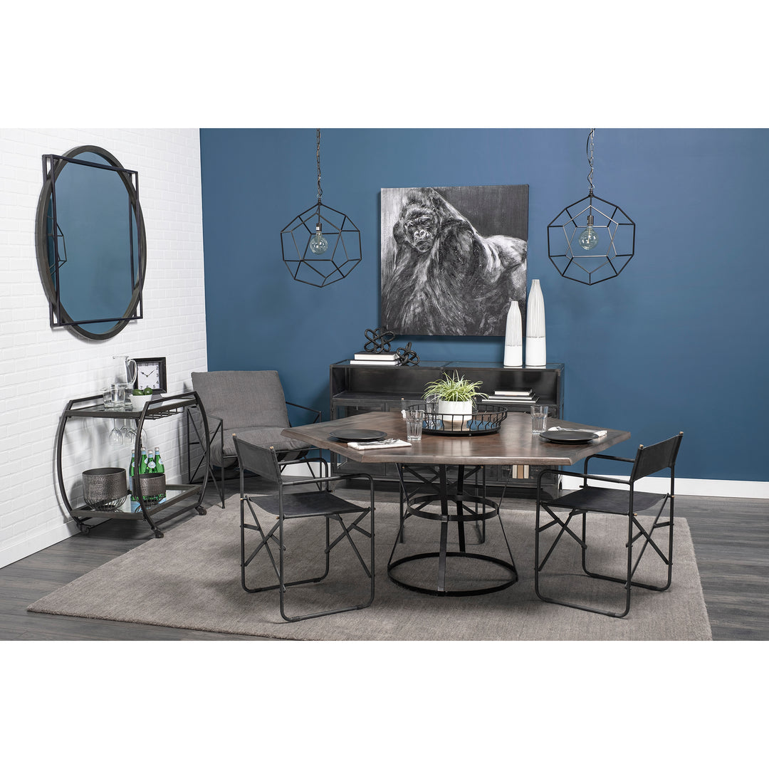 Helena 20L x 20W Black Metal Mirrored Bottom Round Serving Tray Decor Mercana