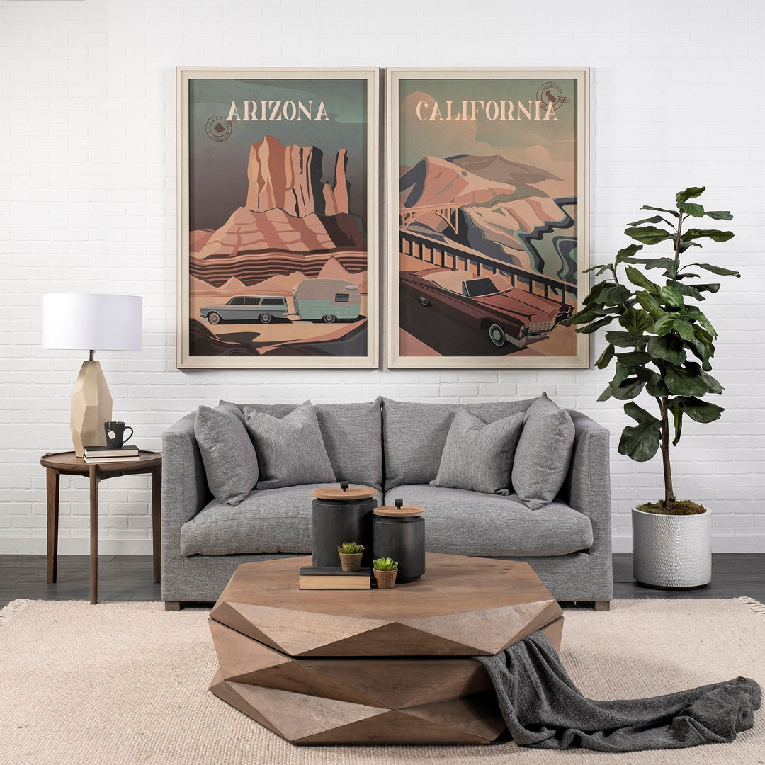 Arreto Hexagonal Hinged Solid Wood Top and Base Coffee Table Living Room Mercana