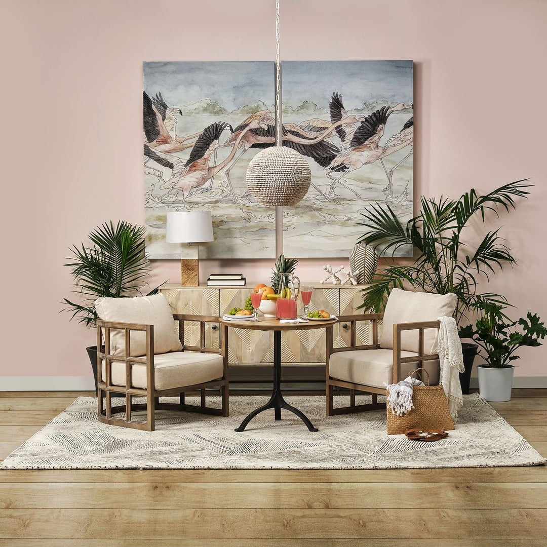 Skylar II Tan Fabric Covered Cushioned Demi-Lune Wooden Frame Accent Chair Living Room Mercana