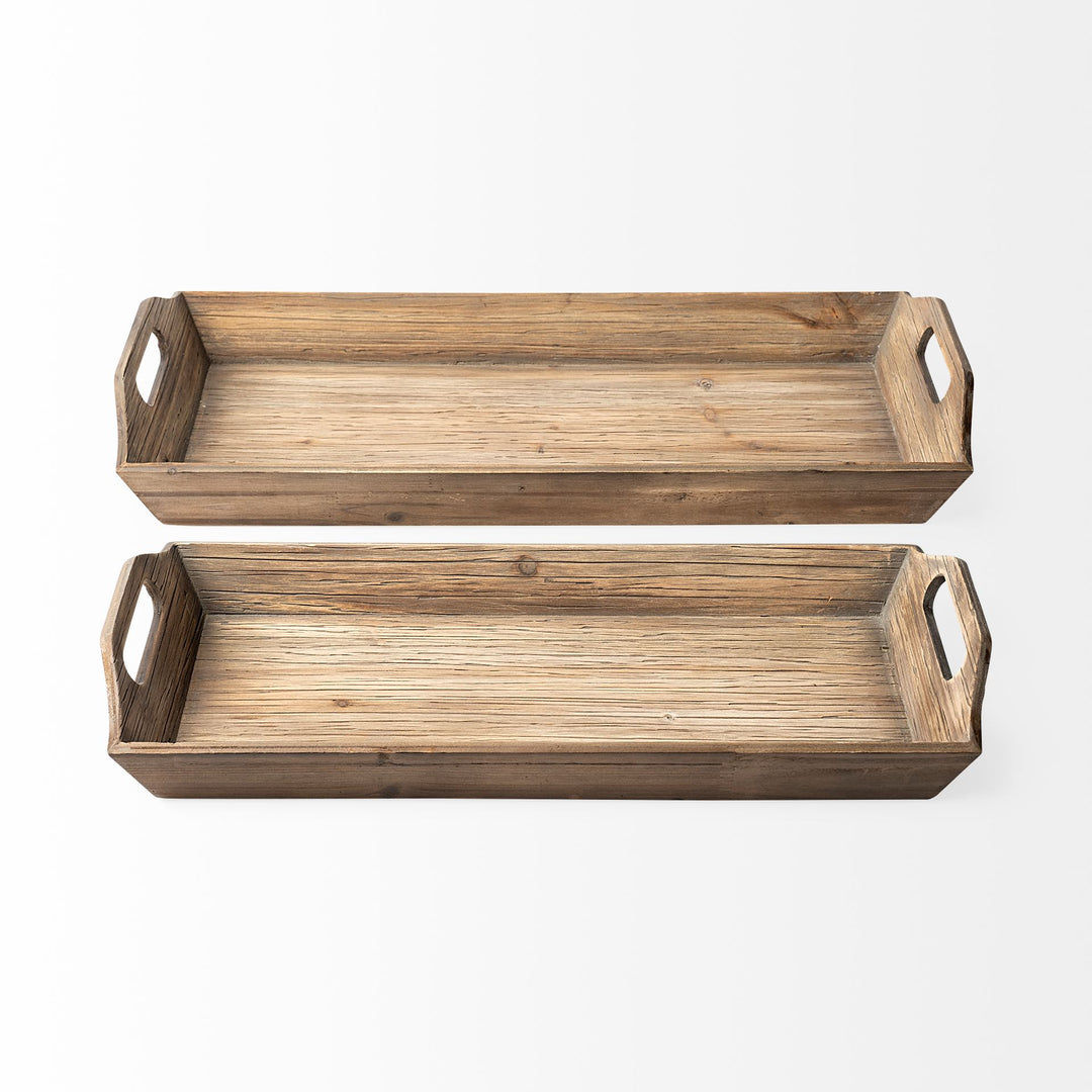 Tawny (Set of 2) Natural Wooden Trays Decor Mercana