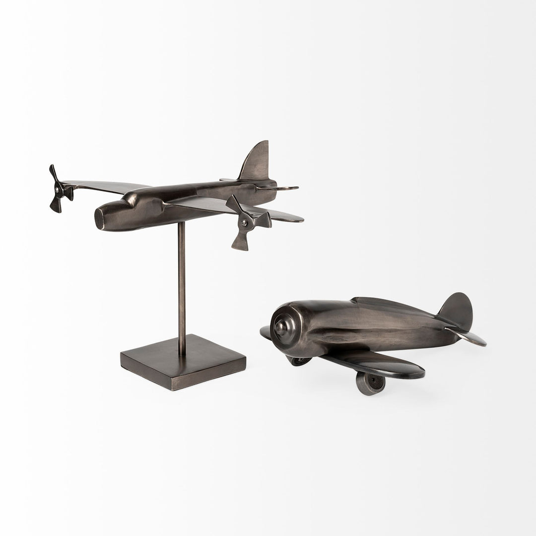 Maverick I 12L x 16W Gray Metal Bomber Plane Decor Mercana