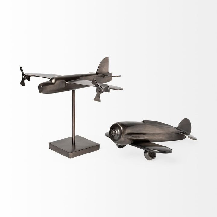 Maverick I 12L x 16W Gray Metal Bomber Plane Decor Mercana