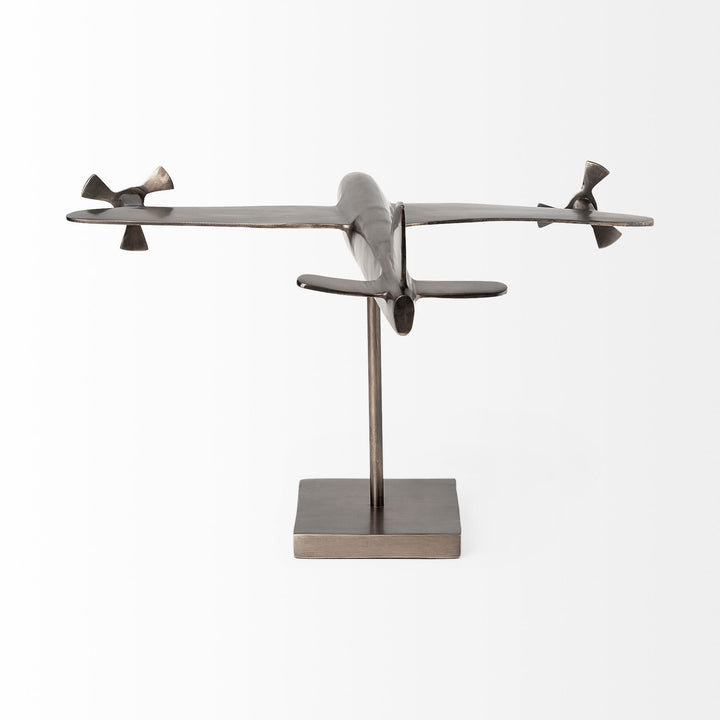 Maverick I 12L x 16W Gray Metal Bomber Plane Decor Mercana