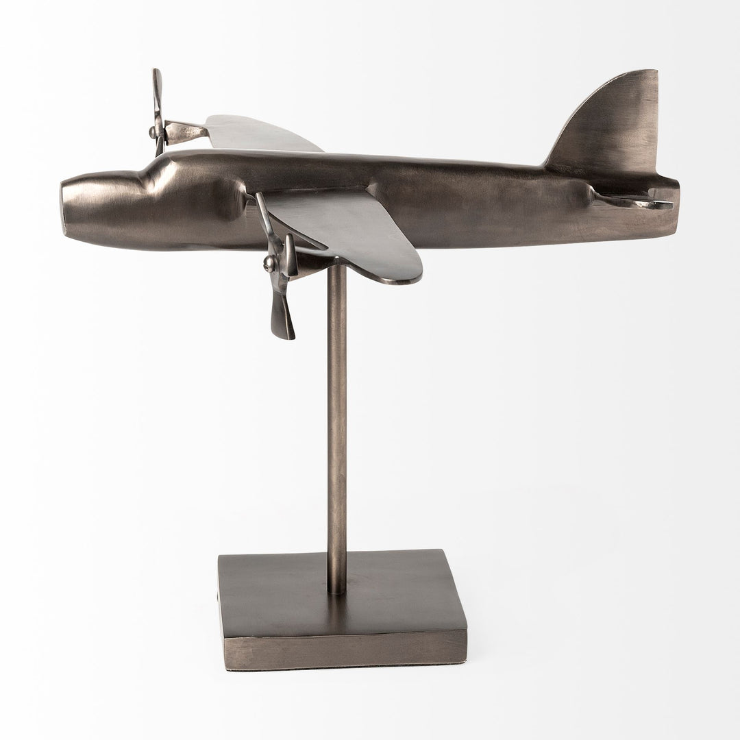 Maverick I 12L x 16W Gray Metal Bomber Plane Decor Mercana