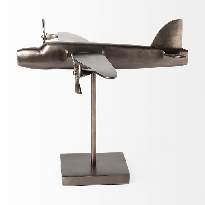 Maverick I 12L x 16W Gray Metal Bomber Plane Decor Mercana