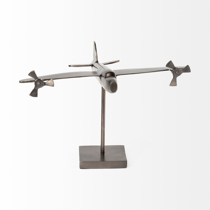 Maverick I 12L x 16W Gray Metal Bomber Plane Decor Mercana