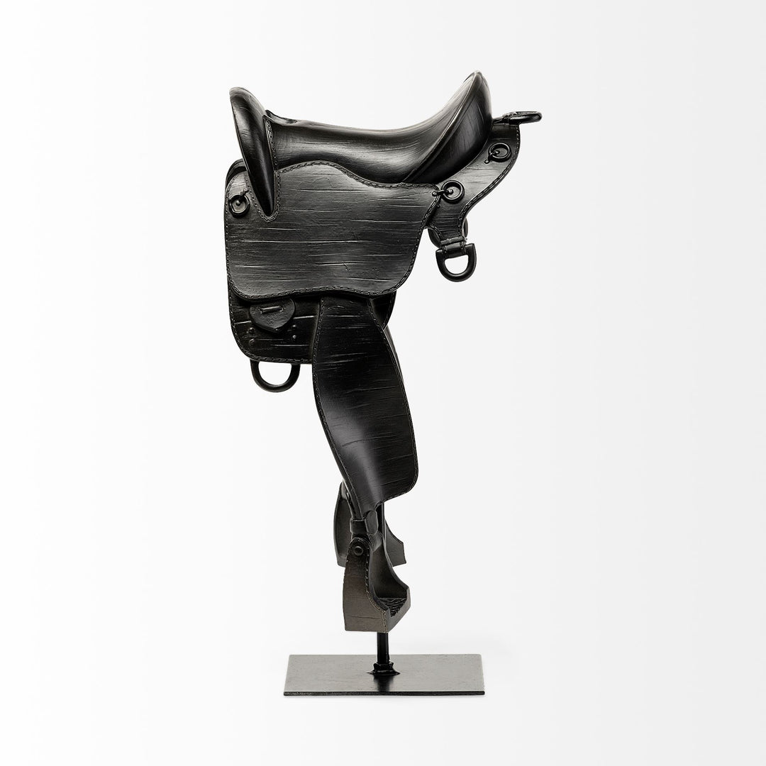 Colt III 8L x 9W Black Equestrian-Inspired English Horse Saddle Decor Mercana