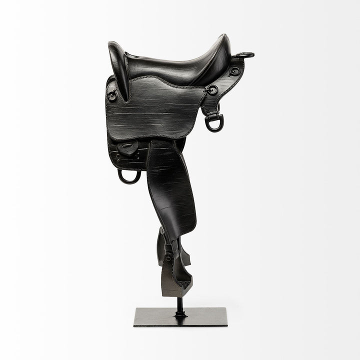 Colt III 8L x 9W Black Equestrian-Inspired English Horse Saddle Decor Mercana