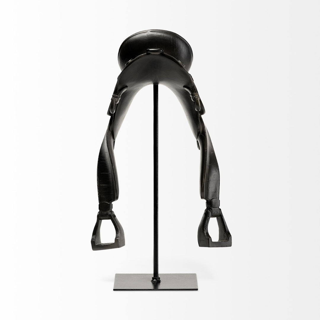 Colt III 8L x 9W Black Equestrian-Inspired English Horse Saddle Decor Mercana