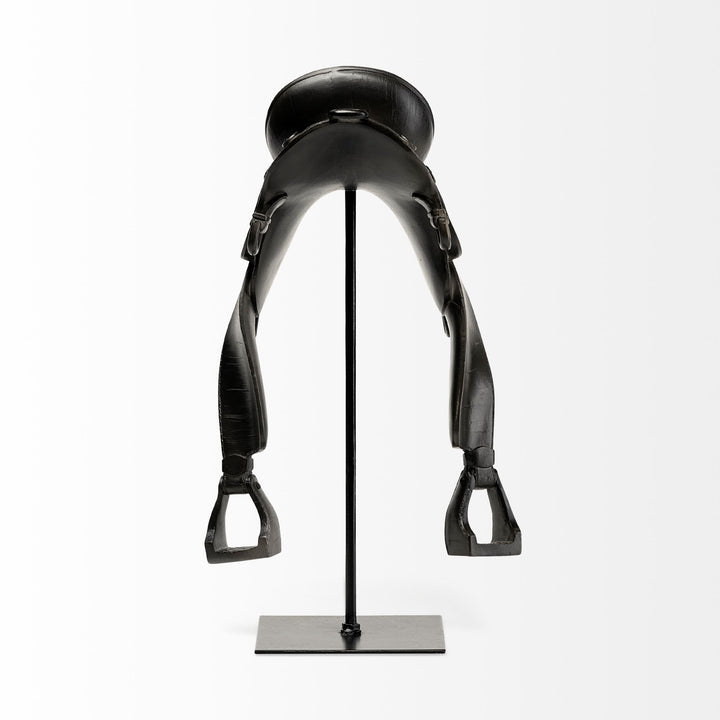 Colt III 8L x 9W Black Equestrian-Inspired English Horse Saddle Decor Mercana