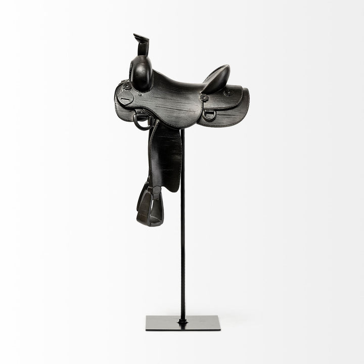 Colt I 9L x 8W Black Equestrian-Inspired Western Horse Saddle Decor Mercana