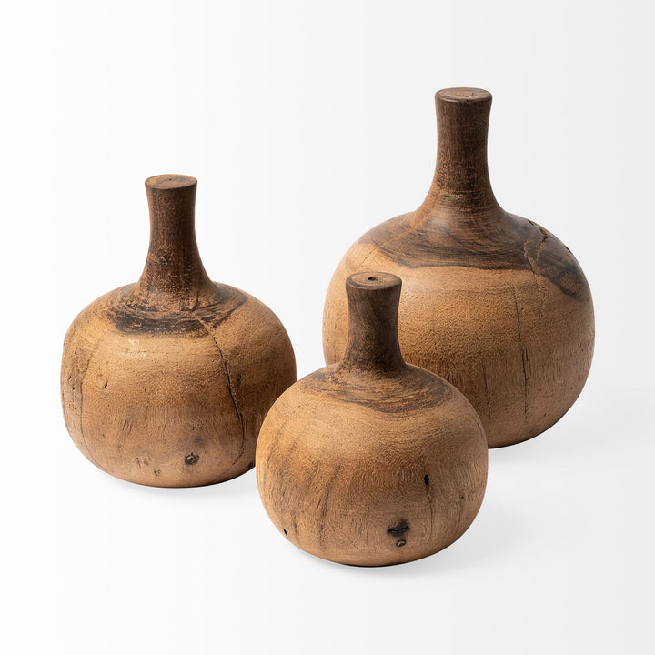 Afra Large Solid Wood Vase Shaped Decorative Object Decor Mercana