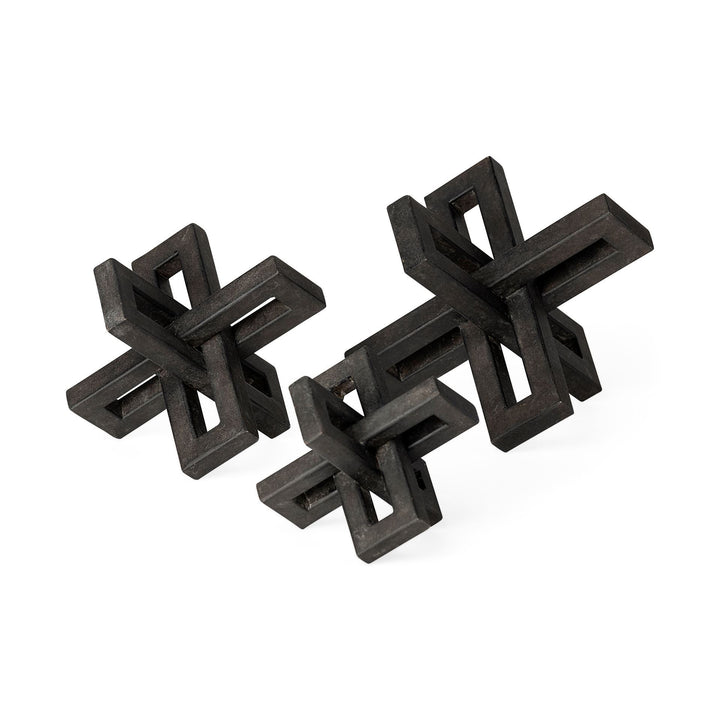 Aleph (Set of 3) Black Metal Small Medium & Large Jacks Decor Mercana