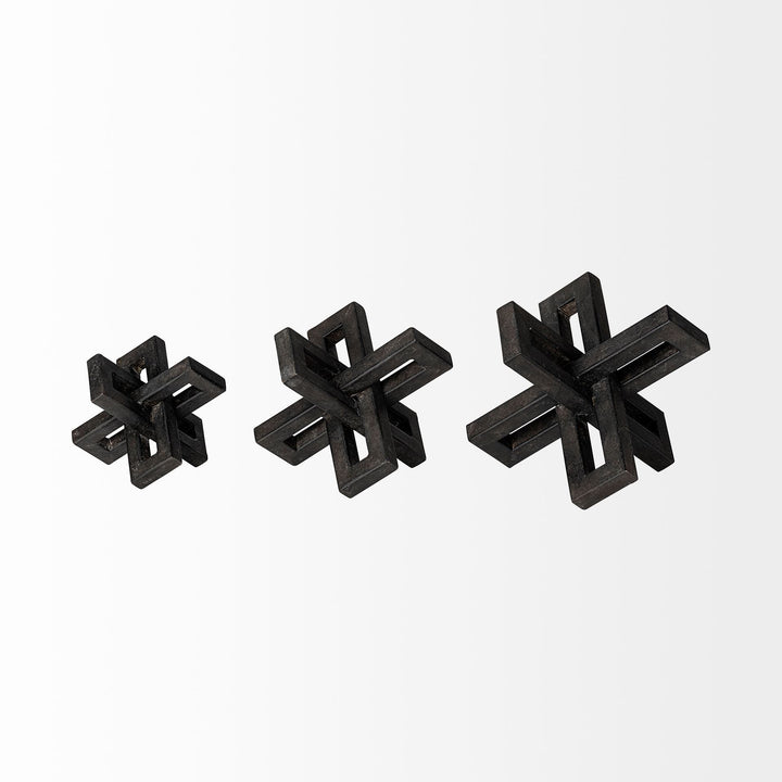 Aleph (Set of 3) Black Metal Small Medium & Large Jacks Decor Mercana