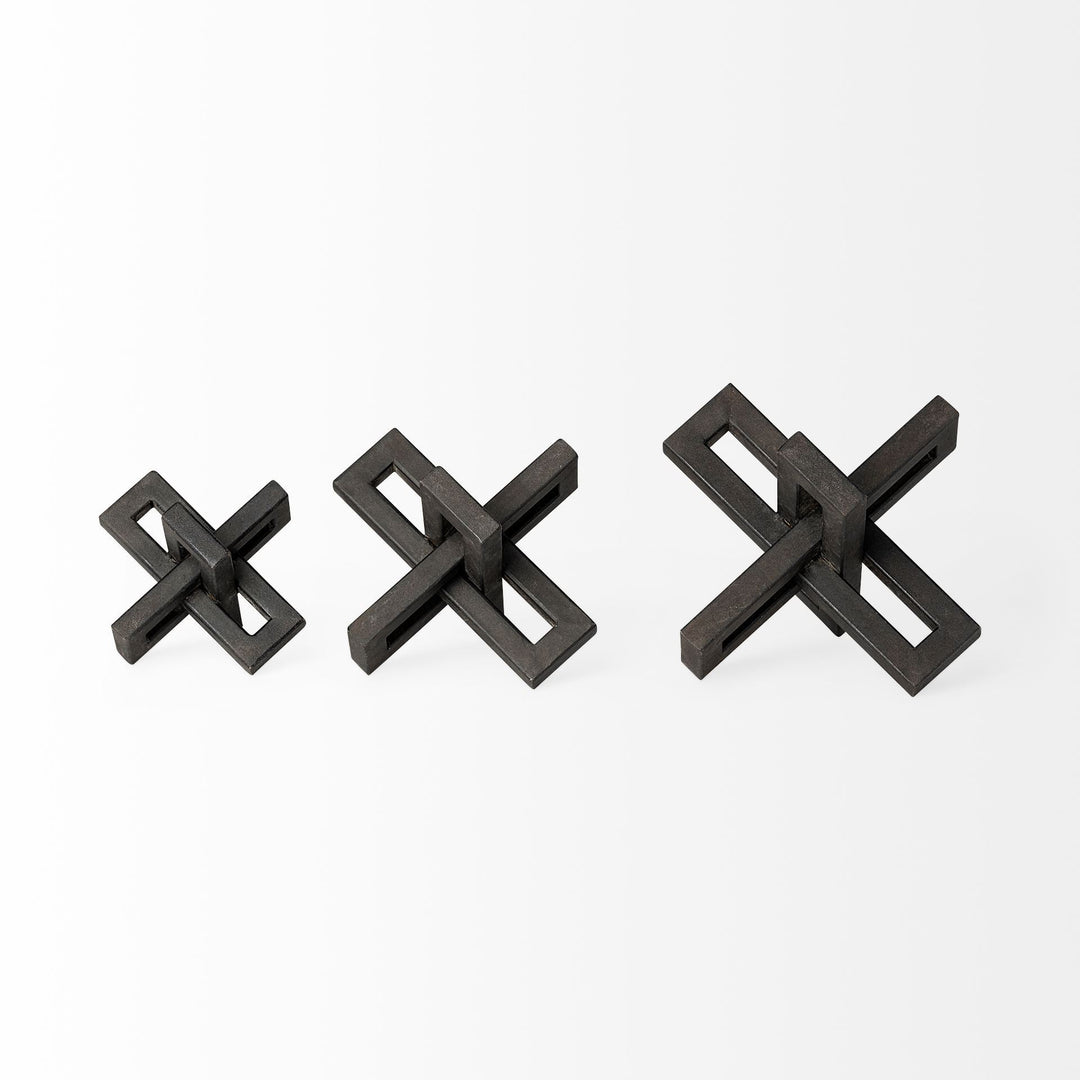 Aleph (Set of 3) Black Metal Small Medium & Large Jacks Decor Mercana