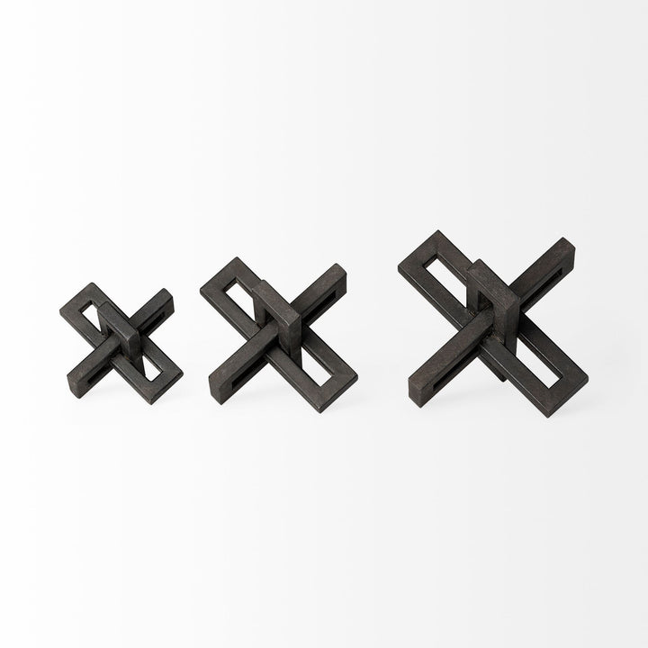 Aleph (Set of 3) Black Metal Small Medium & Large Jacks Decor Mercana