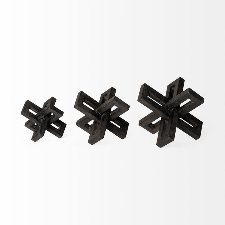Aleph (Set of 3) Black Metal Small Medium & Large Jacks Decor Mercana