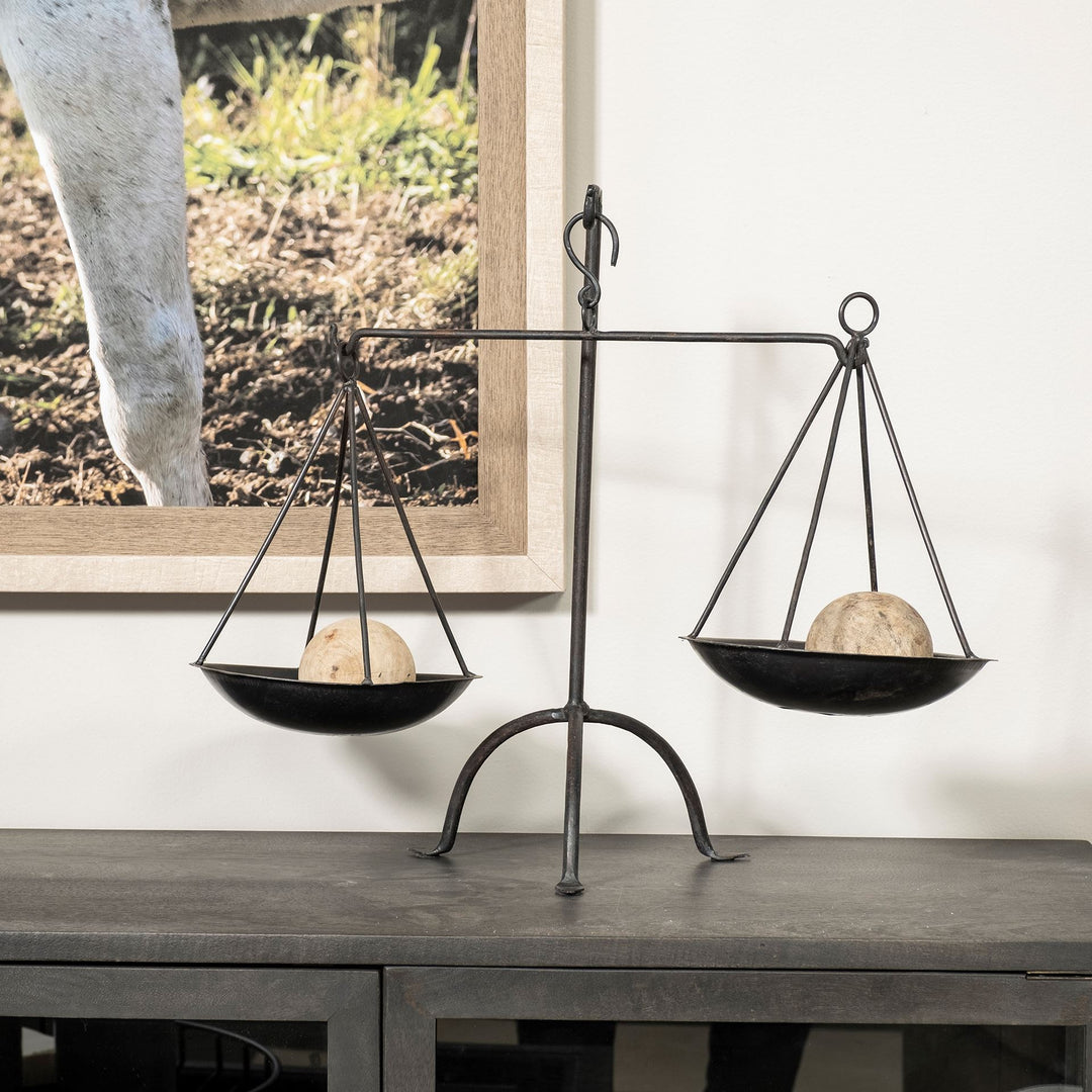 Adilah 16L x 10W Black Metal Vintage Inspired Weighing Scale Decor Mercana