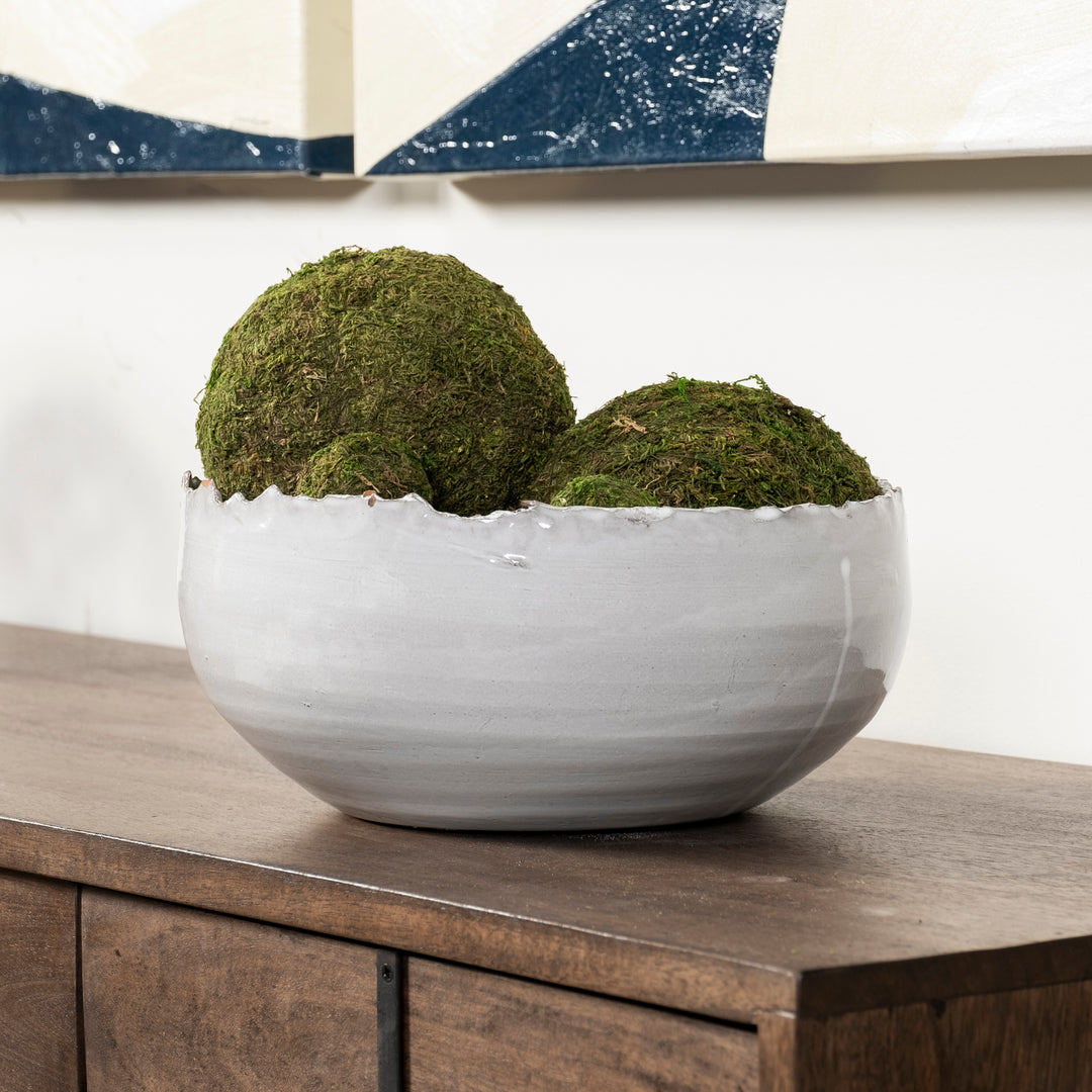 Larsen 13L x 13W White Ceramic Large Decorative Bowl Decor Mercana