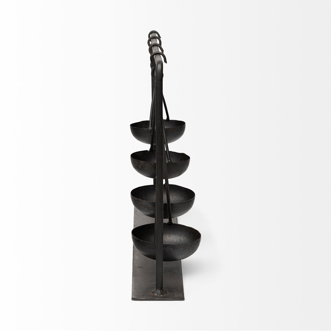 Enos 19L x 3W Black Metal 4 Bowl Ancient Spice Market Decorative Display Decor Mercana