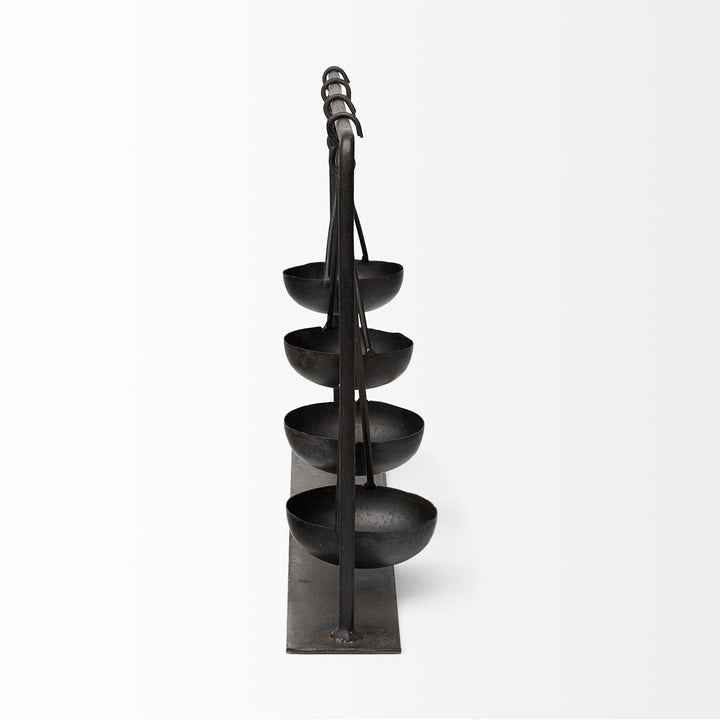 Enos 19L x 3W Black Metal 4 Bowl Ancient Spice Market Decorative Display Decor Mercana