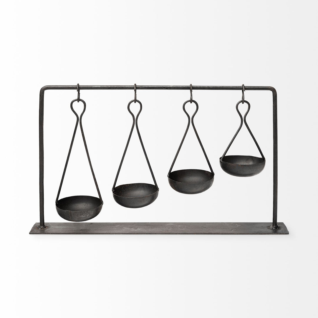 Enos 19L x 3W Black Metal 4 Bowl Ancient Spice Market Decorative Display Decor Mercana
