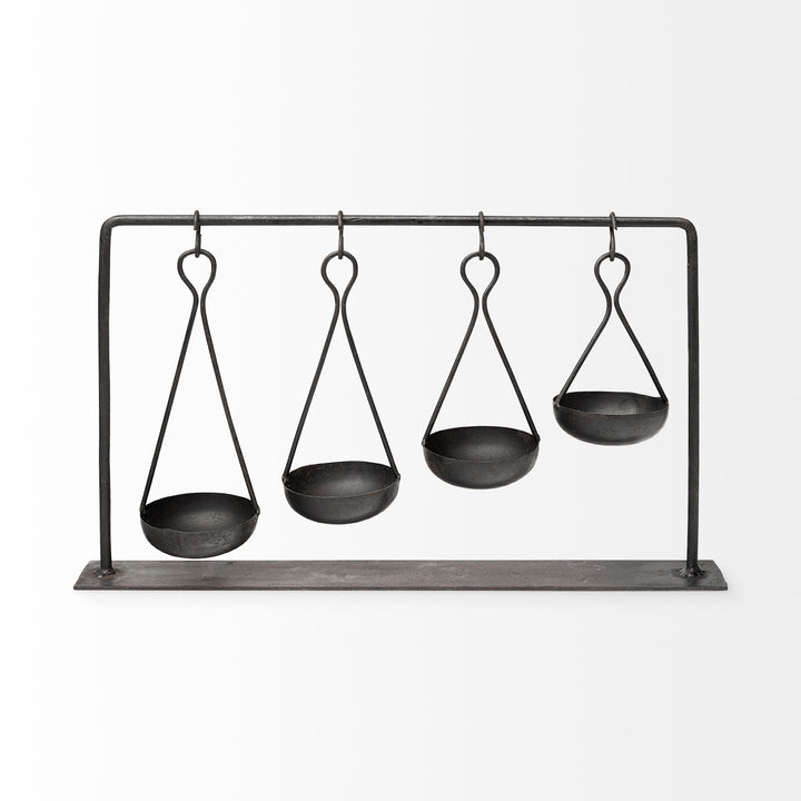 Enos 19L x 3W Black Metal 4 Bowl Ancient Spice Market Decorative Display Decor Mercana