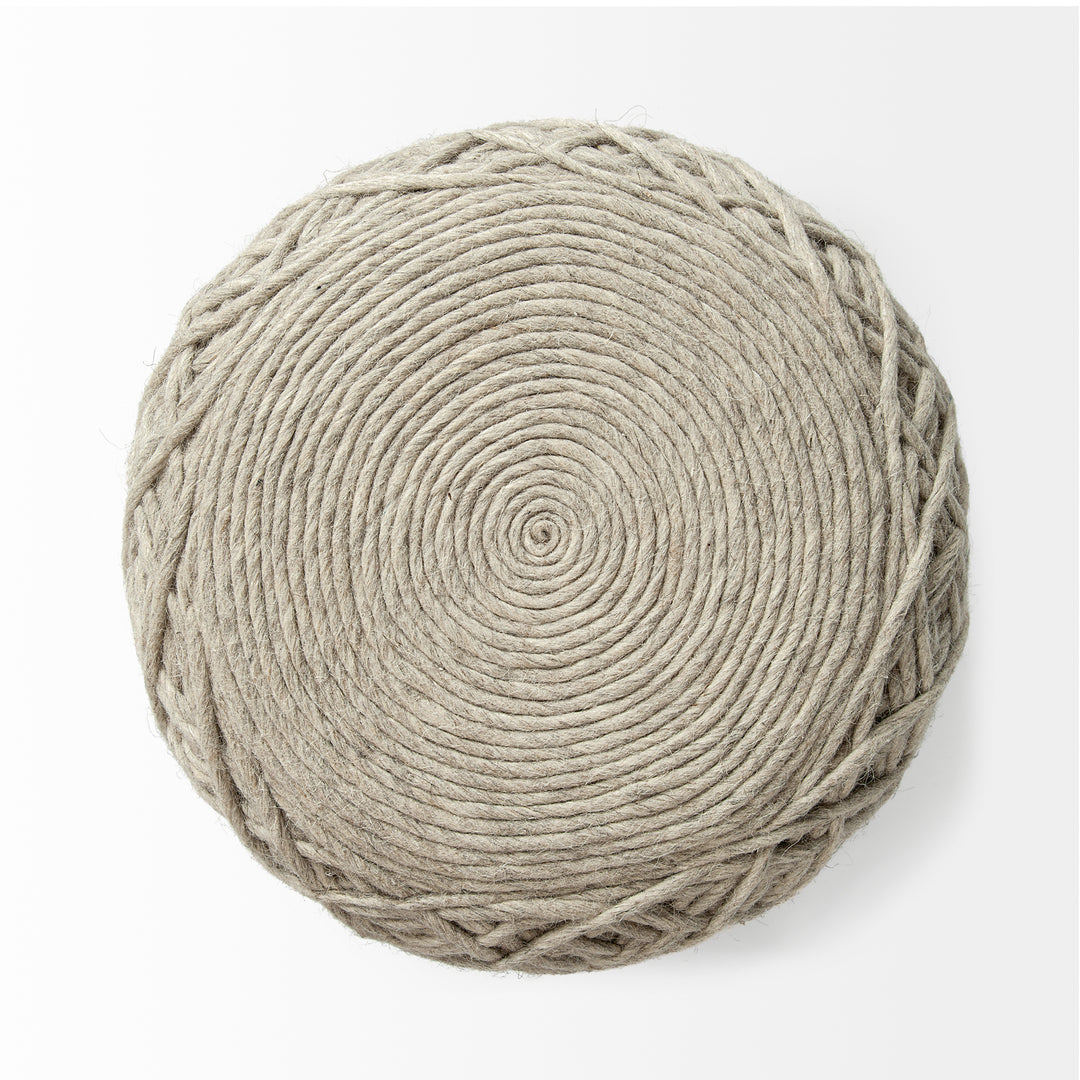 Allium Oatmeal Handwoven Wool Cylindrical Pouf Living Room Mercana