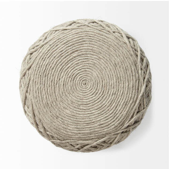Allium Oatmeal Handwoven Wool Cylindrical Pouf Living Room Mercana