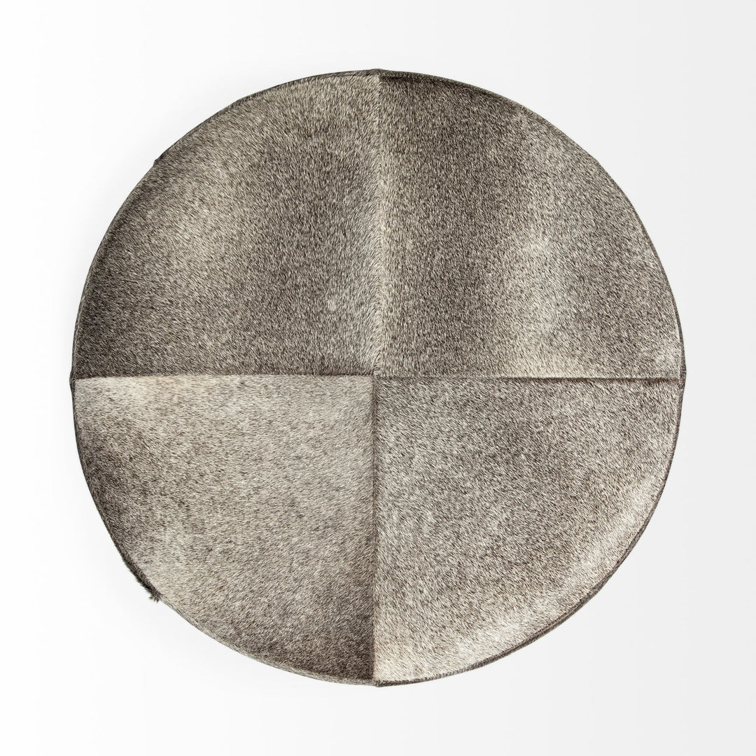 Zahavi I 23"H grey-toned hair-on-hide ottoman Living Room Mercana