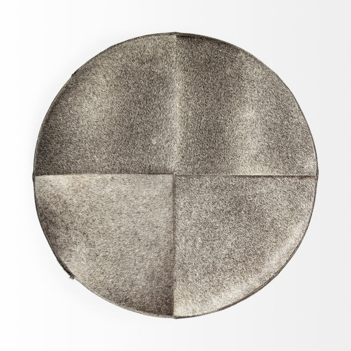 Zahavi I 23"H grey-toned hair-on-hide ottoman Living Room Mercana