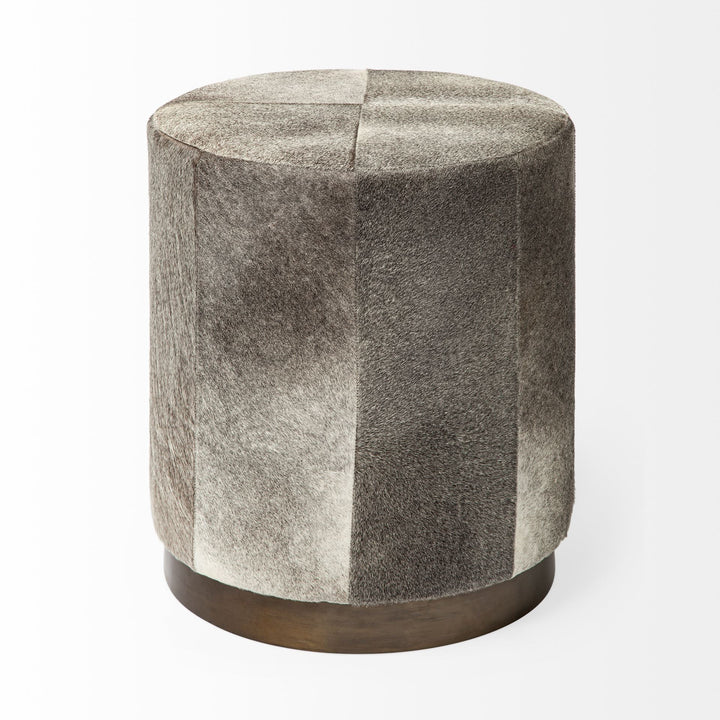 Zahavi I 23"H grey-toned hair-on-hide ottoman Living Room Mercana
