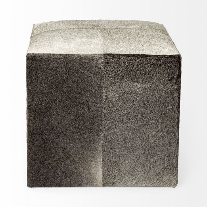 Zahavi I 20" Grey-toned hair-on-hide ottoman Living Room Mercana