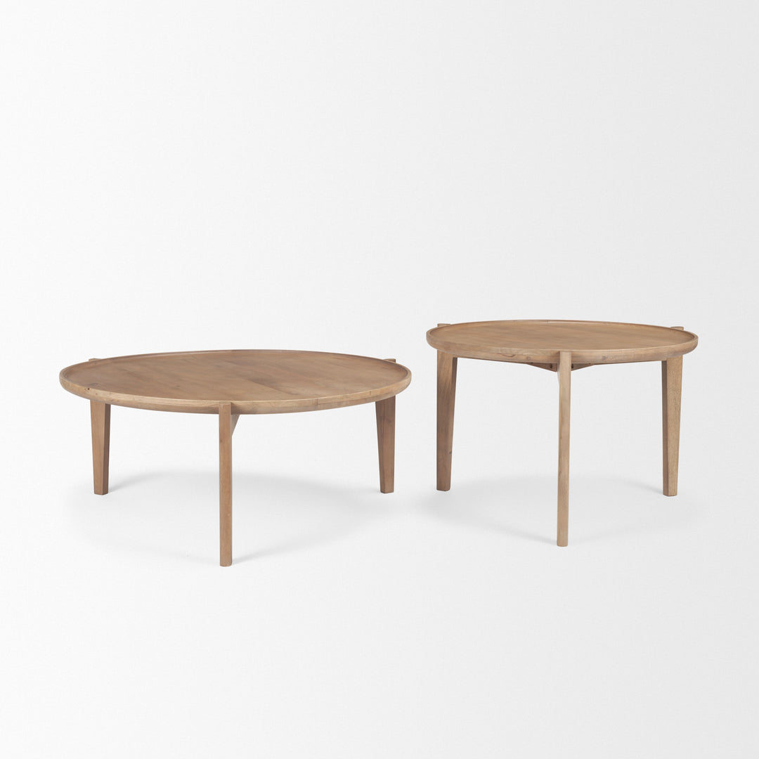 Cleaver (Set of 2) 40" & 31" Round Brown Solid Wood Nesting Coffee Tables Living Room Mercana