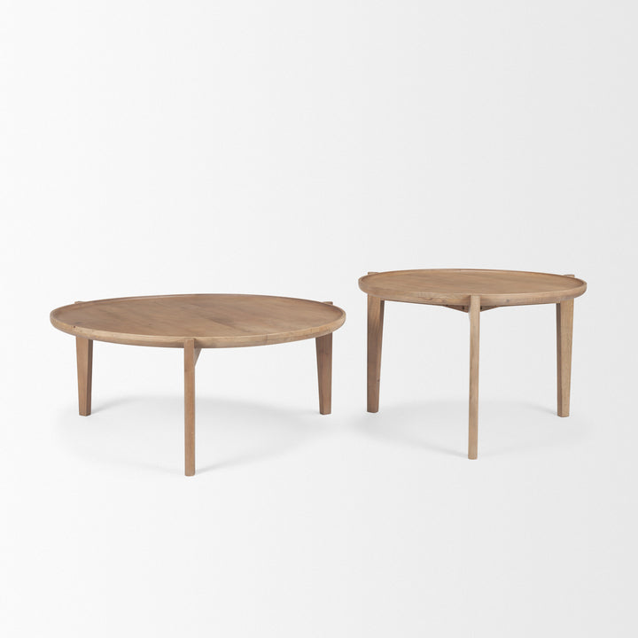 Cleaver (Set of 2) 40" & 31" Round Brown Solid Wood Nesting Coffee Tables Living Room Mercana