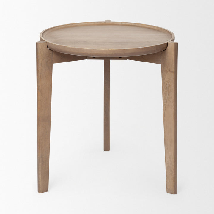 Cleaver I 22 x 24 Round Top Brown Solid Wood Accent Table Dining Room Mercana