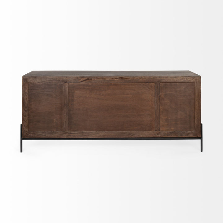 Glenn VI 71.5x18 Dark Brown Wood Frame w/ Black Iron Accent, 6 Drawer, 2 Door Cabinet Sideboard Bedroom Mercana