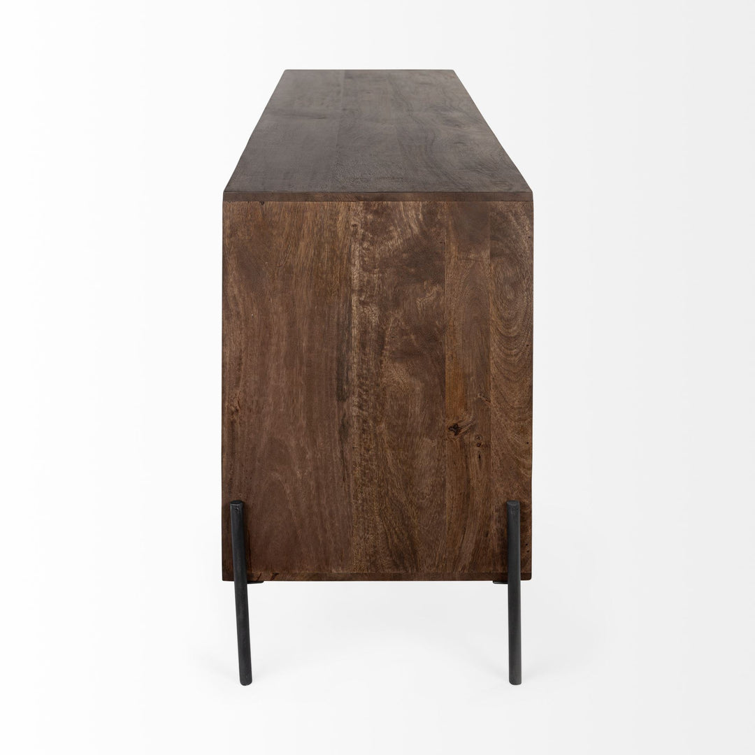 Glenn VI 71.5x18 Dark Brown Wood Frame w/ Black Iron Accent, 6 Drawer, 2 Door Cabinet Sideboard Bedroom Mercana