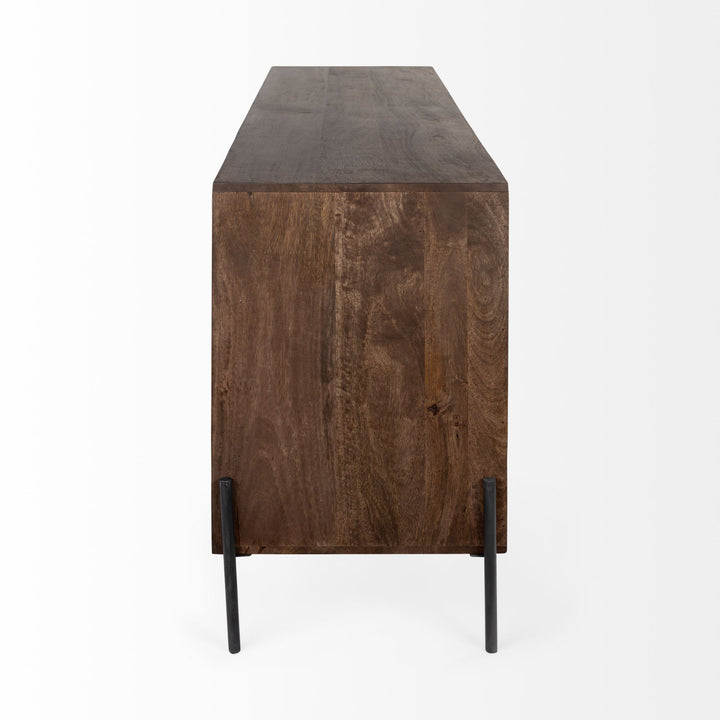 Glenn VI 71.5x18 Dark Brown Wood Frame w/ Black Iron Accent, 6 Drawer, 2 Door Cabinet Sideboard Bedroom Mercana