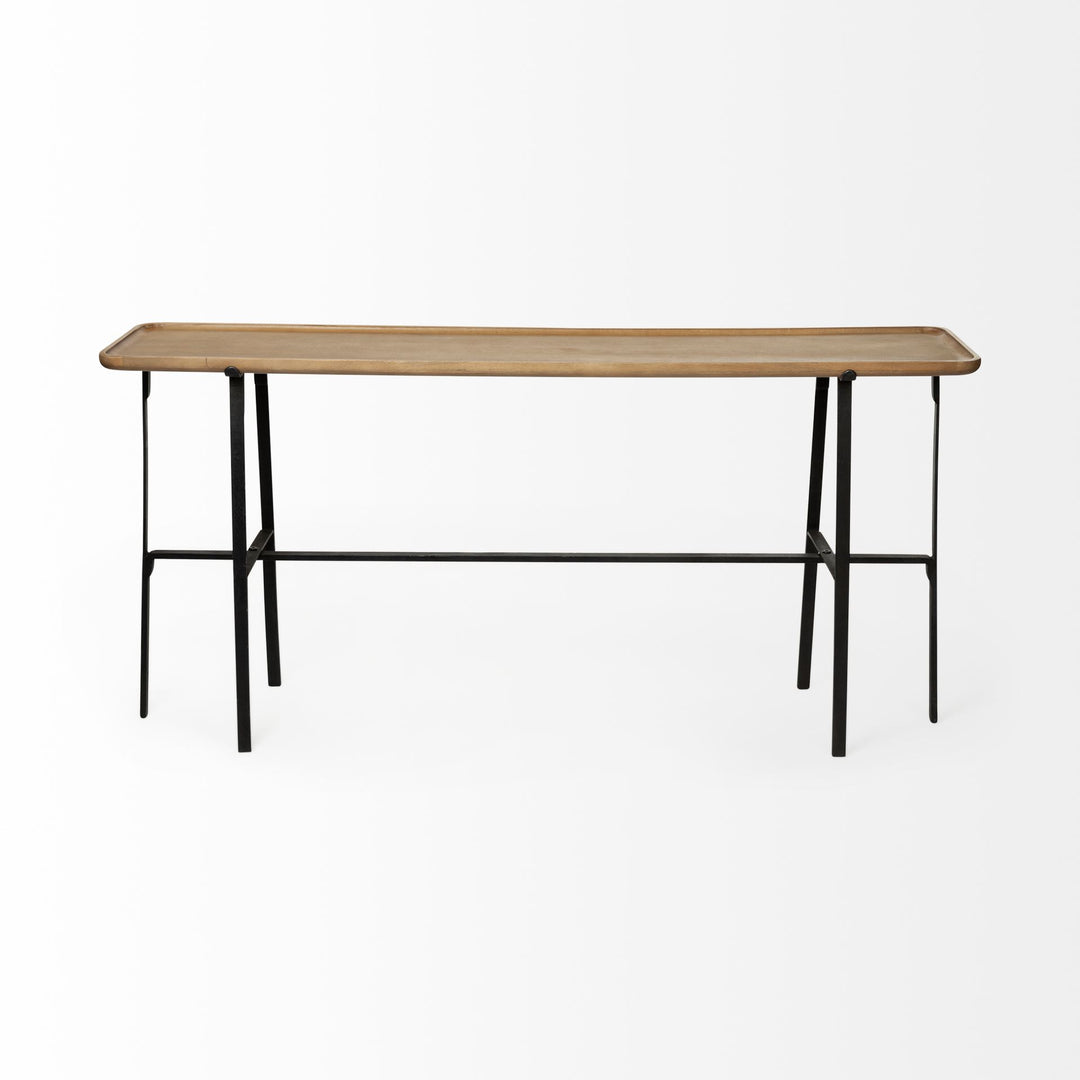 Helios II Rectangular Brown Raised Edge Top Console Table Dining Room Mercana