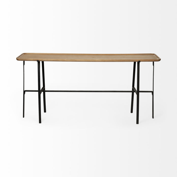 Helios II Rectangular Brown Raised Edge Top Console Table Dining Room Mercana