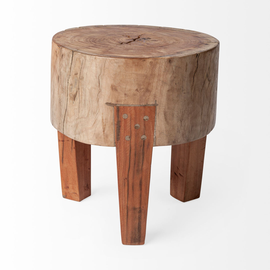 Asco 15"H Rustic Solid Reclaimed Wood Stool Living Room Mercana