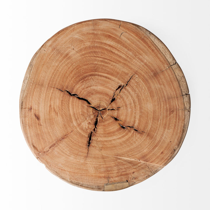 Asco 18"H Rustic Solid Reclaimed Wood Stool Living Room Mercana