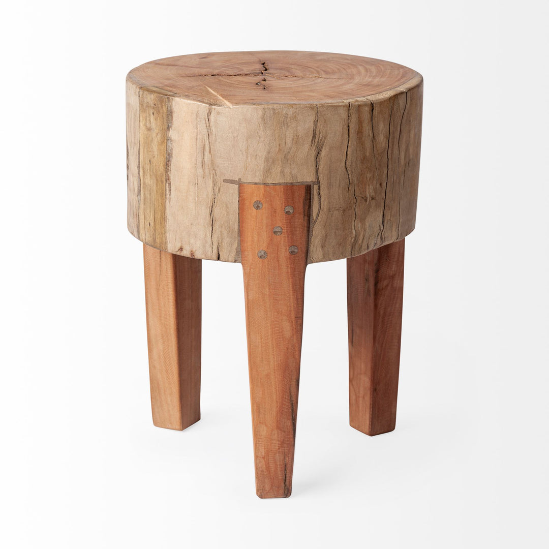 Asco 18"H Rustic Solid Reclaimed Wood Stool Living Room Mercana