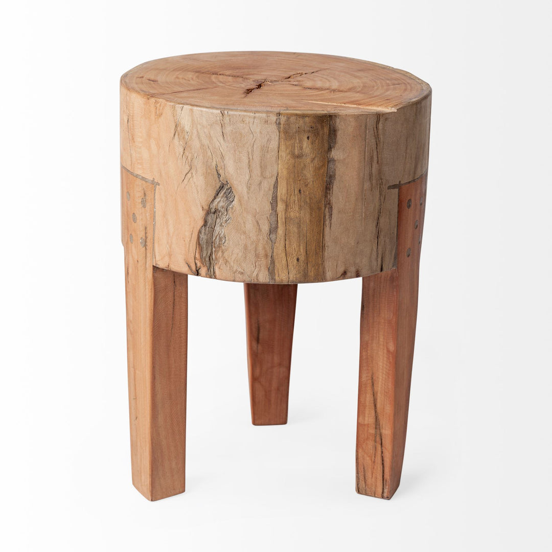 Asco 18"H Rustic Solid Reclaimed Wood Stool Living Room Mercana