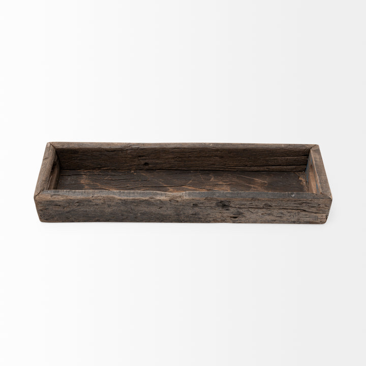Vernon (Small) 24L x 7W Brown Reclaimed Wood Tray Decor Mercana