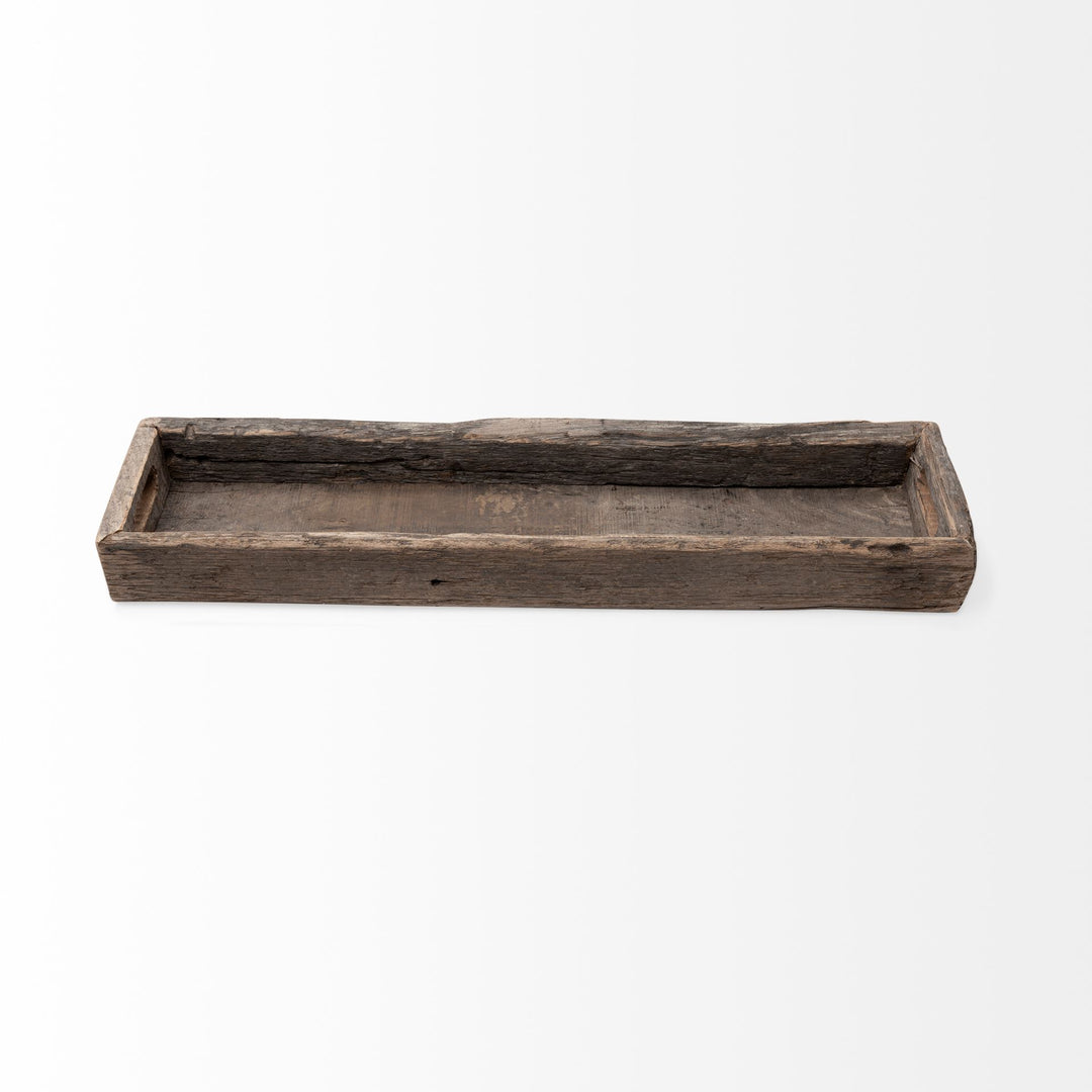 Vernon (Medium) 30L x 7W Brown Reclaimed Wood Tray Decor Mercana
