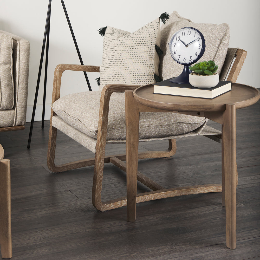 Cleaver I 22 x 24 Round Top Brown Solid Wood Accent Table Dining Room Mercana